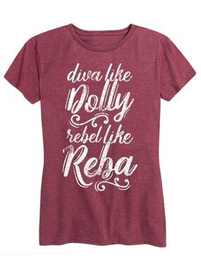Instant Message Graphic Tee 2XL – Diva Like Dolly Rebel Like Reba, Heathered Win